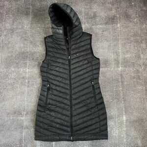 Women's Skhoop The Denise Black Down Hooded Zip Up Puffer Parka Vest Jacket Sz L